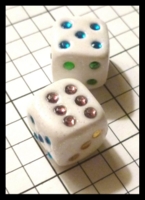 Dice : Dice - 6D - JA White Glitter with Rhinestone Pips - JA Gift GenCon Aug 2012